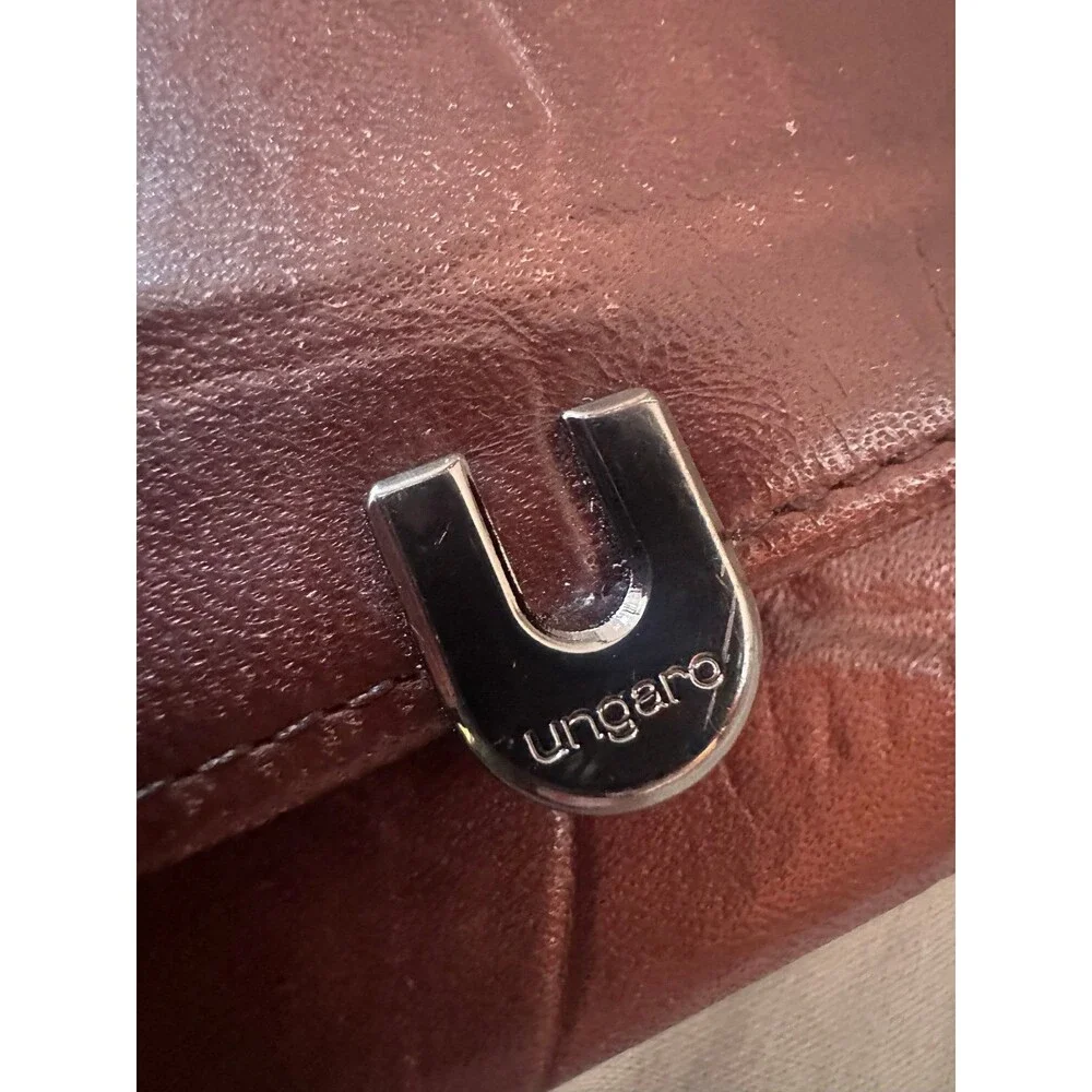 U by Ungaro Crocodile Embossed Leather Wallet - Brown/Burgundy